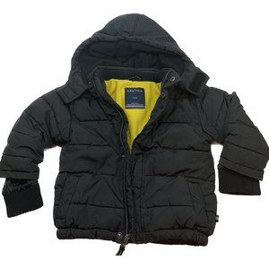 Nautica Puffer Jacket Winter Coat Hood Black Yellow 24Months 24M